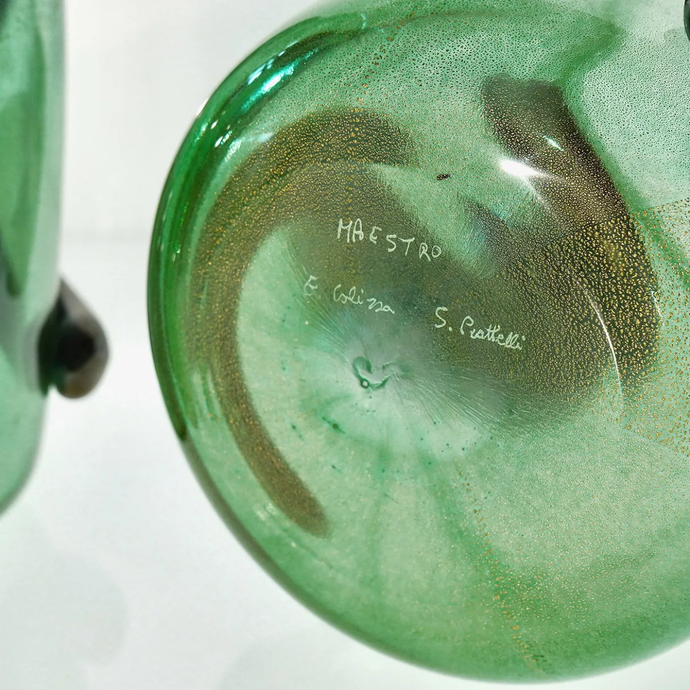 Set di 2 Vasi Decorativi Colossi Giganti in Vetro di Murano Verde Smeraldo