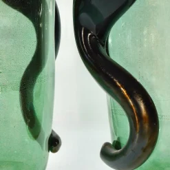 Set di 2 Vasi Decorativi Colossi Giganti in Vetro di Murano Verde Smeraldo
