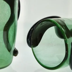 Set di 2 Vasi Decorativi Colossi Giganti in Vetro di Murano Verde Smeraldo