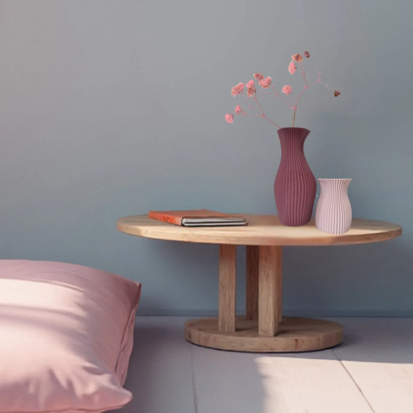 Set di 2 vasi decorativi Onda Burgundy e Rosy