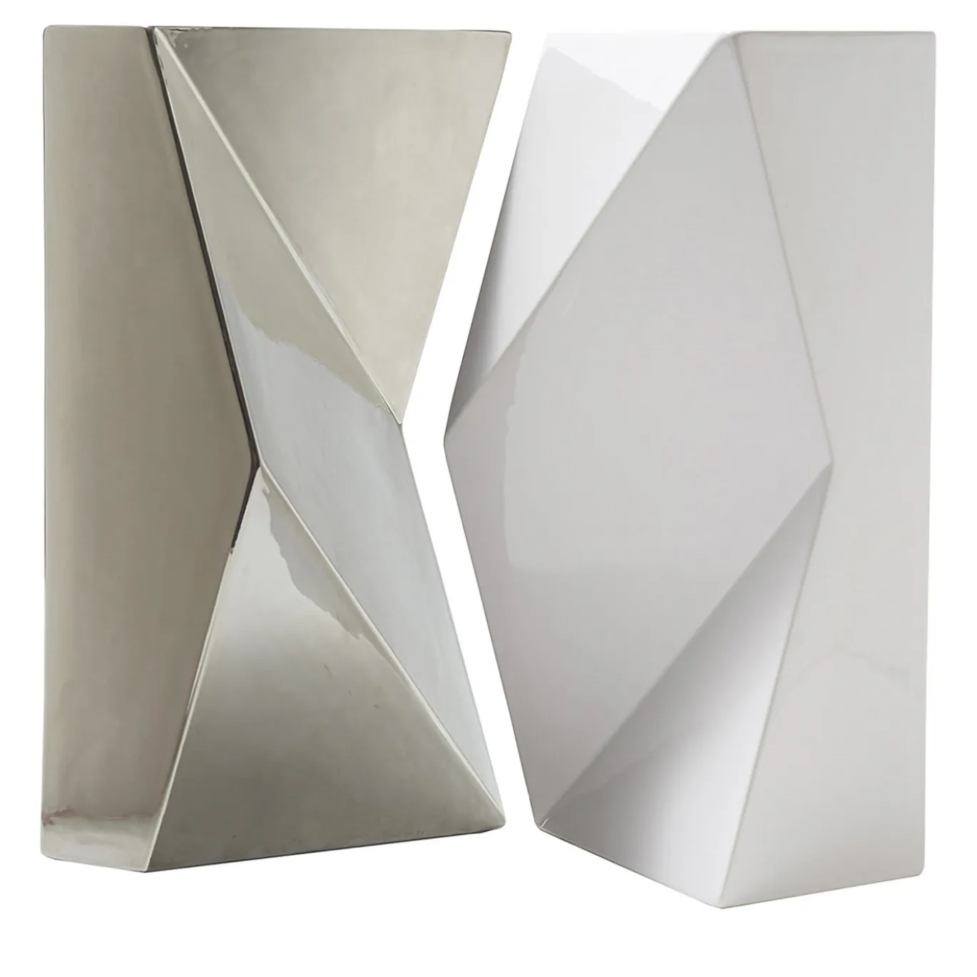 Set di 2 vasi in platino e bianco Verso di Antonio Saporito