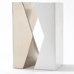 Set di 2 vasi in platino e bianco Verso di Antonio Saporito