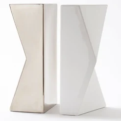 Set di 2 vasi in platino e bianco Verso di Antonio Saporito