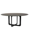 Settanta Tavolo Tondo Con Top In Resina Spatolata Color Dark Brown
