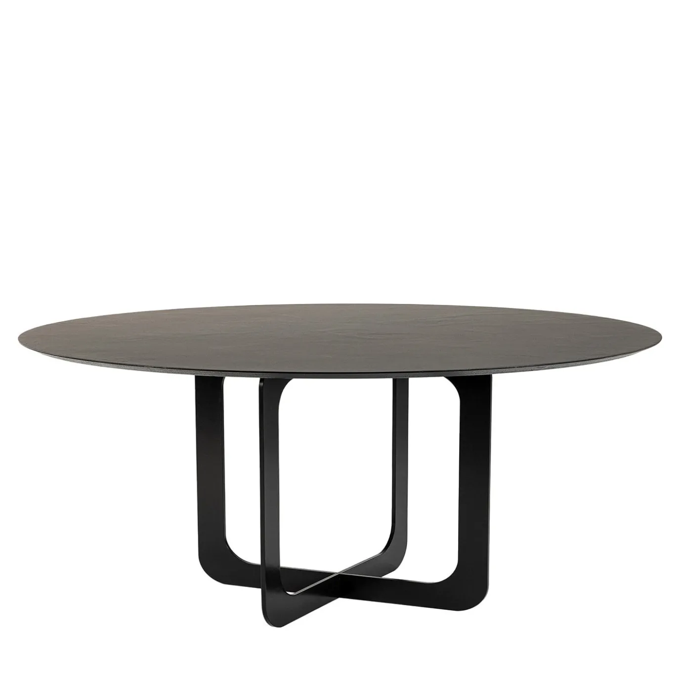 Settanta Tavolo Tondo Con Top In Resina Spatolata Color Dark Brown