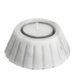 Set vaso basso in marmo bianco di Carrara e portacandele