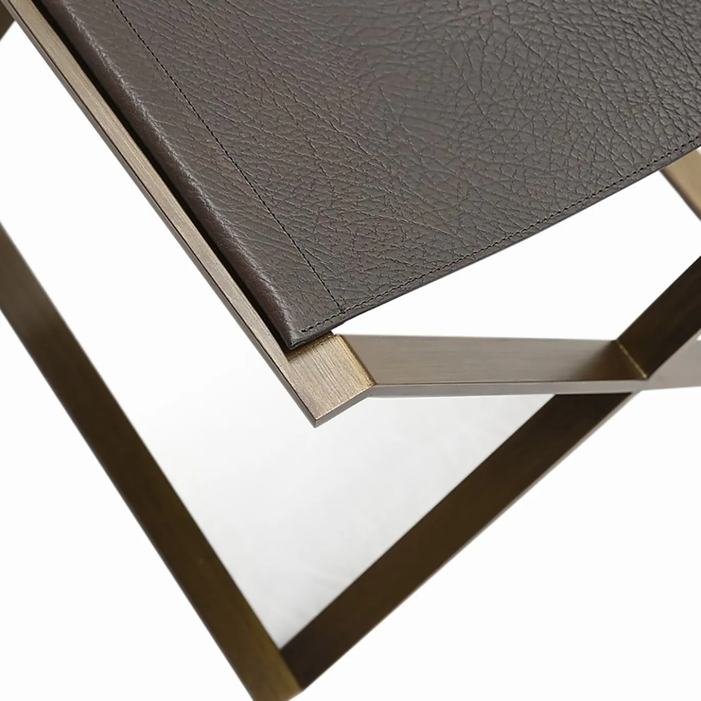 Sgabello Clifton4 in pelle e metallo galvanizzato