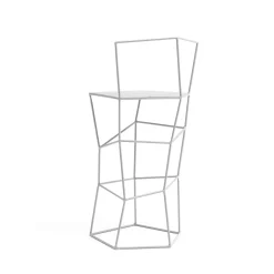 Sgabello con schienale in ferro colore latte