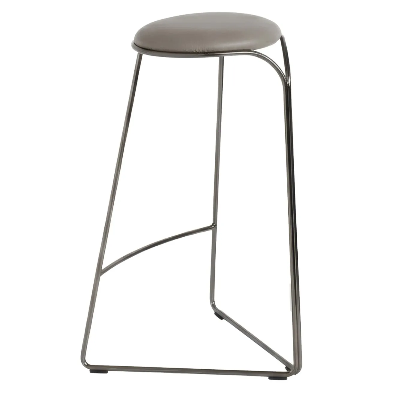 Sgabello da bancone Flow Alto in metallo con finitura Ultrablack e seduta grigia