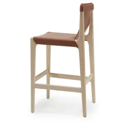 Sgabello da bar Burano/sg 30 in pelle marrone di Balutto Associati