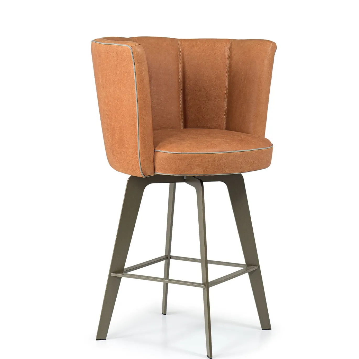 Sgabello da bar girevole Diva in pelle arancione