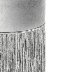 Sgabello da bar in pelle metallizzata argento lucido di Lorenza Bozzoli