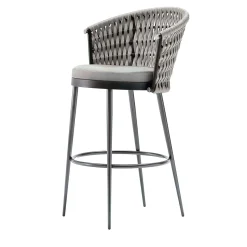 Sgabello da bar in tessuto grigio per esterni