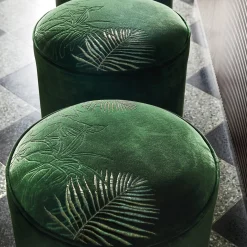 Sgabello da bar in velluto verde scuro e ottone
