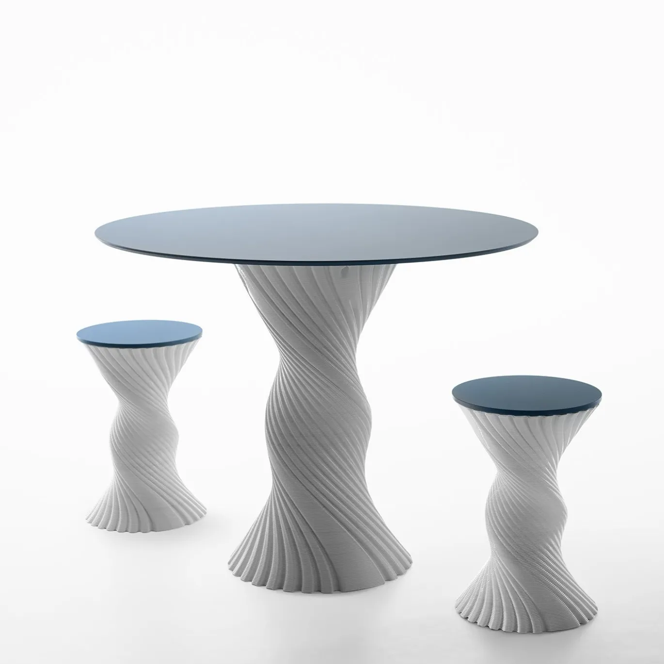 Sgabello e Tavolino Mini Tork Attorcigliato Bianco