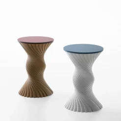 Sgabello e Tavolino Mini Tork Attorcigliato Bianco