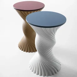 Sgabello e Tavolino Mini Tork Attorcigliato Bianco