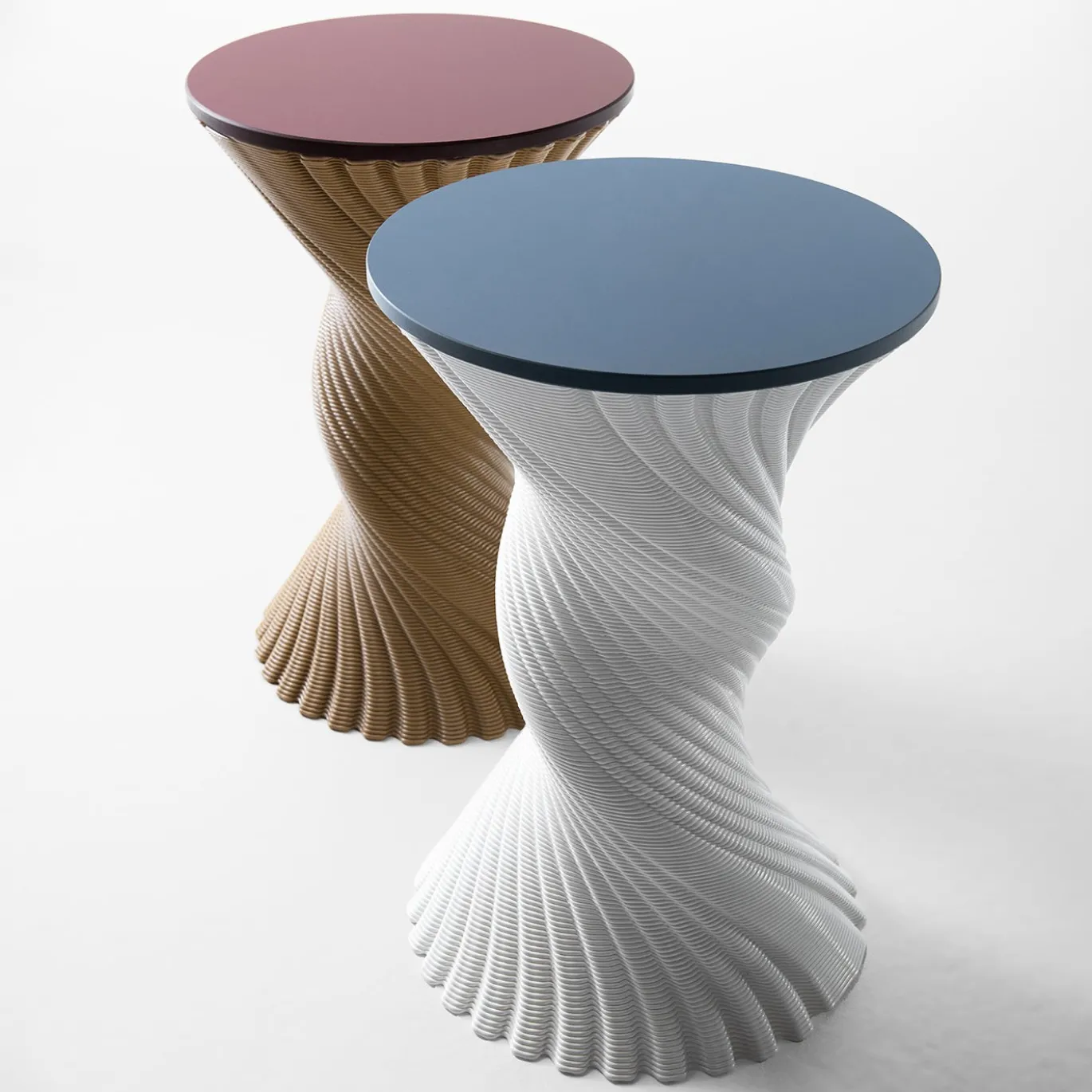 Sgabello e Tavolino Mini Tork Attorcigliato Bianco