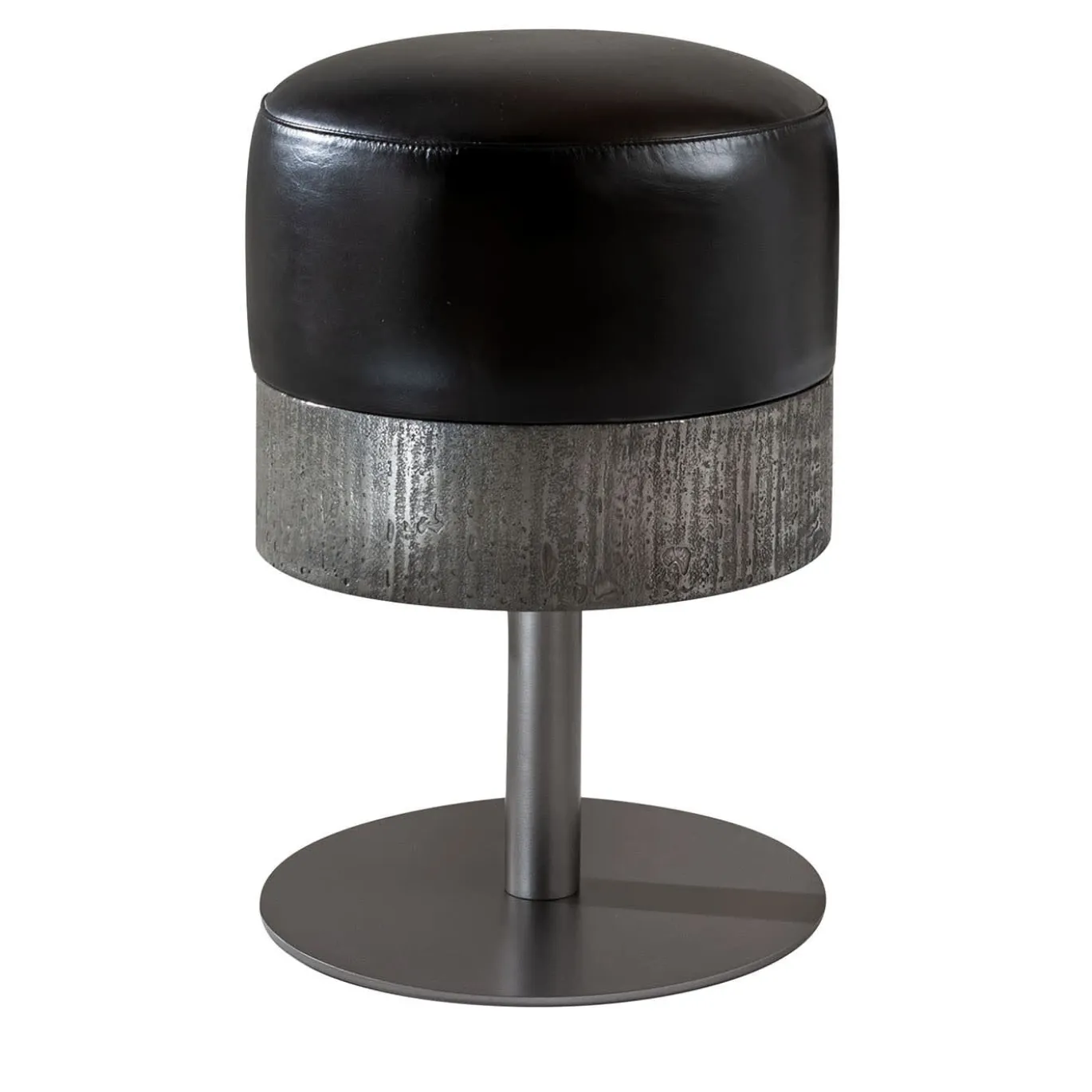 Sgabello girevole Amelie in pelle nera