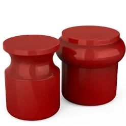 Sgabello Hya A in Ceramica Smaltata Rosso Corallo