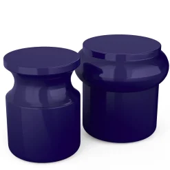 Sgabello Hya B in Ceramica Smaltata Blu