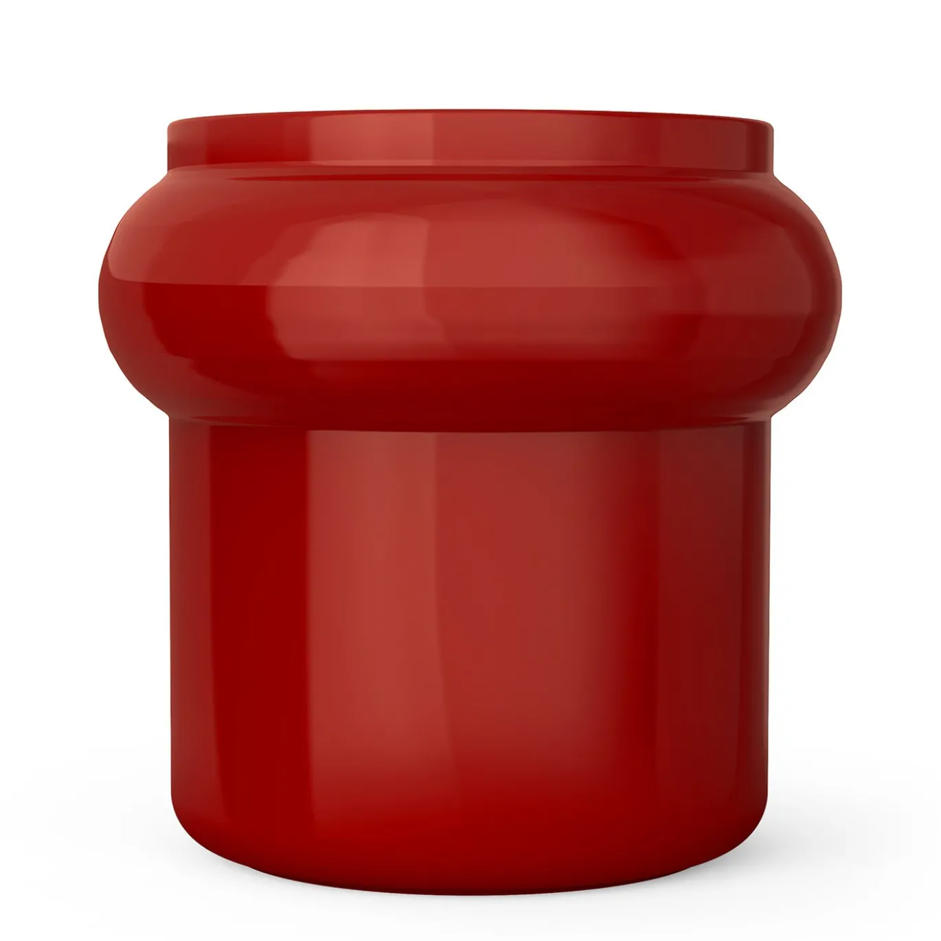 Sgabello Hya B in ceramica smaltata rosso corallo