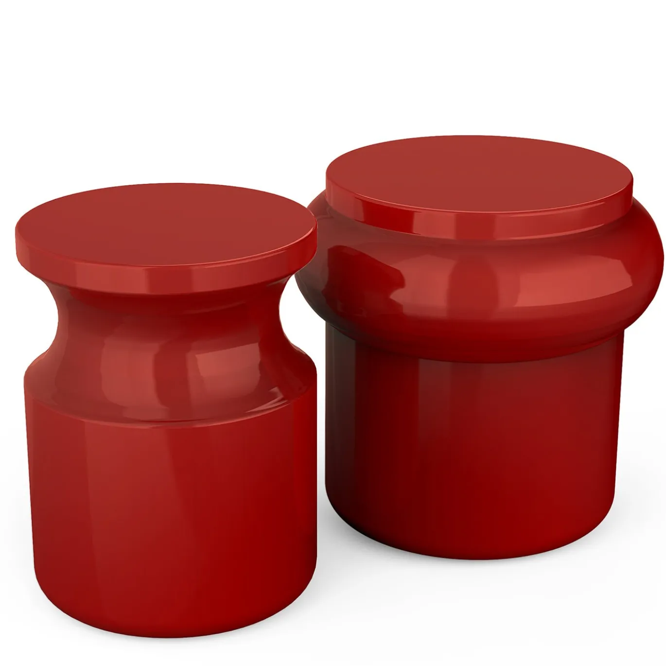 Sgabello Hya B in ceramica smaltata rosso corallo