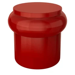 Sgabello Hya B in ceramica smaltata rosso corallo
