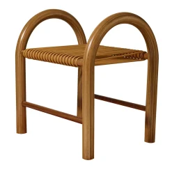 Sgabello in legno multistrato e Cuoio giallo