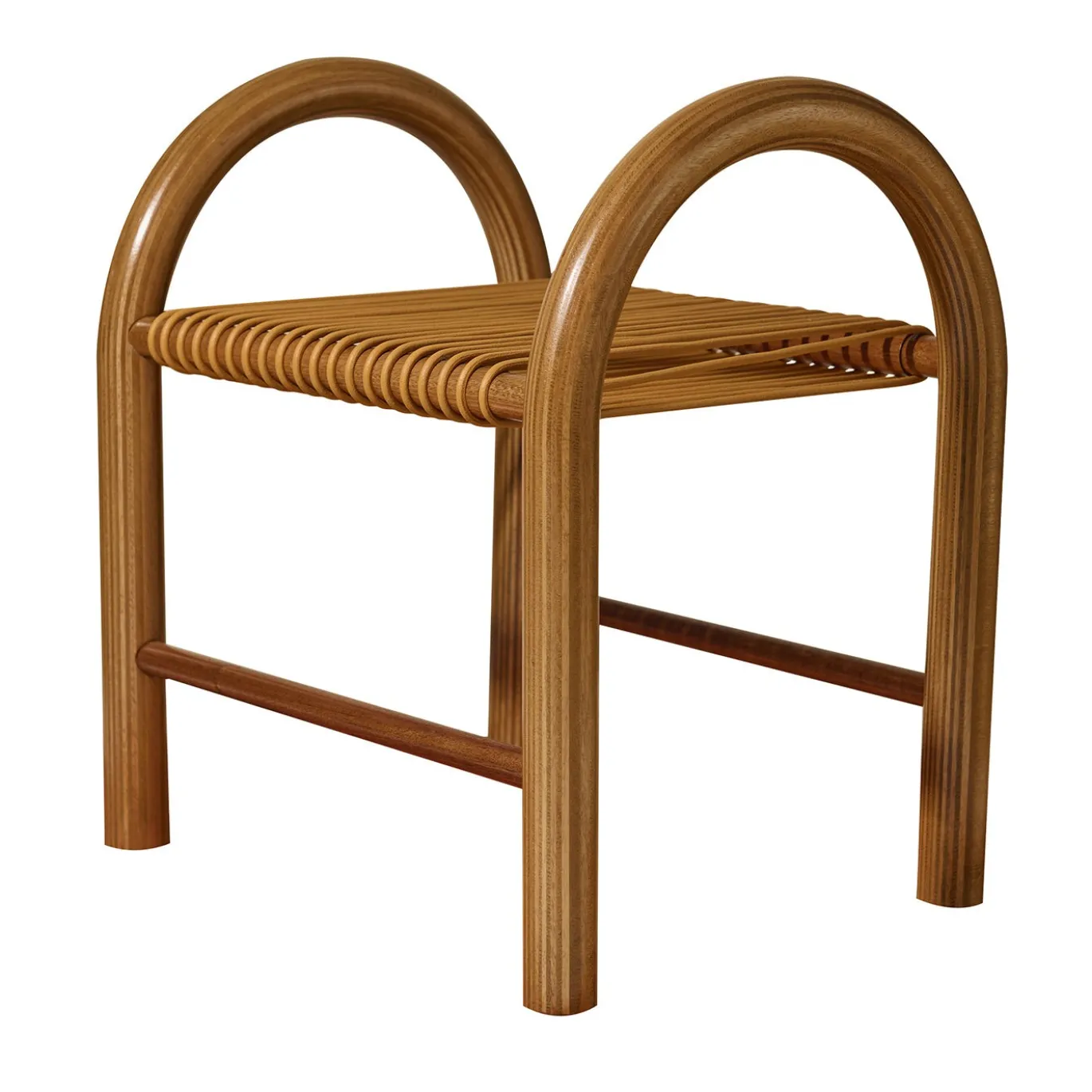 Sgabello in legno multistrato e Cuoio giallo
