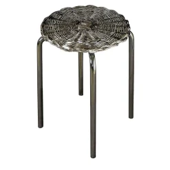 Sgabello in metallo intrecciato placcato argento