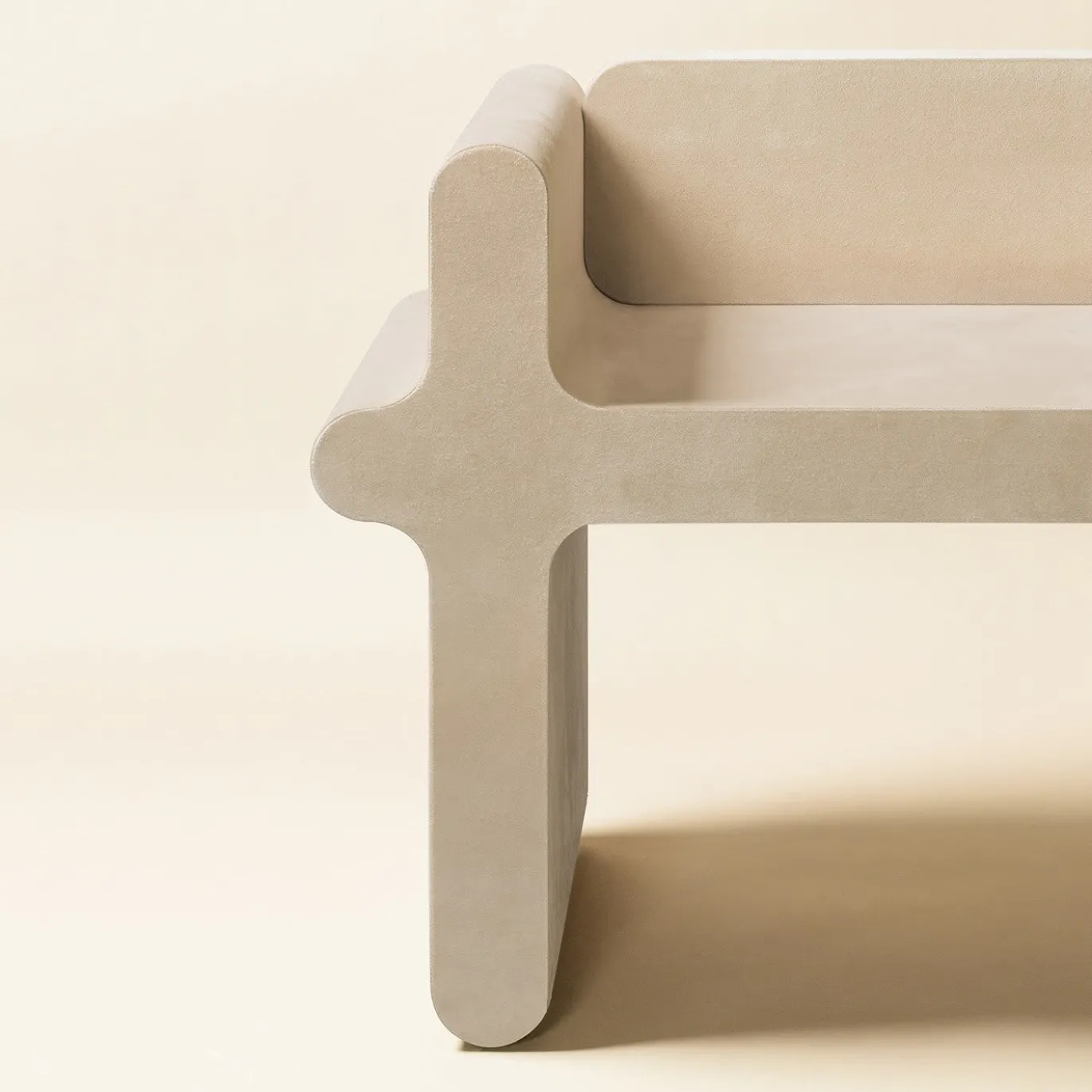 Sgabello in pelle beige Ossicle N. 2