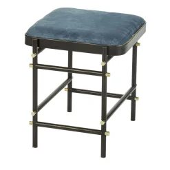 Sgabello in tessuto Blossom Float e ottone nero