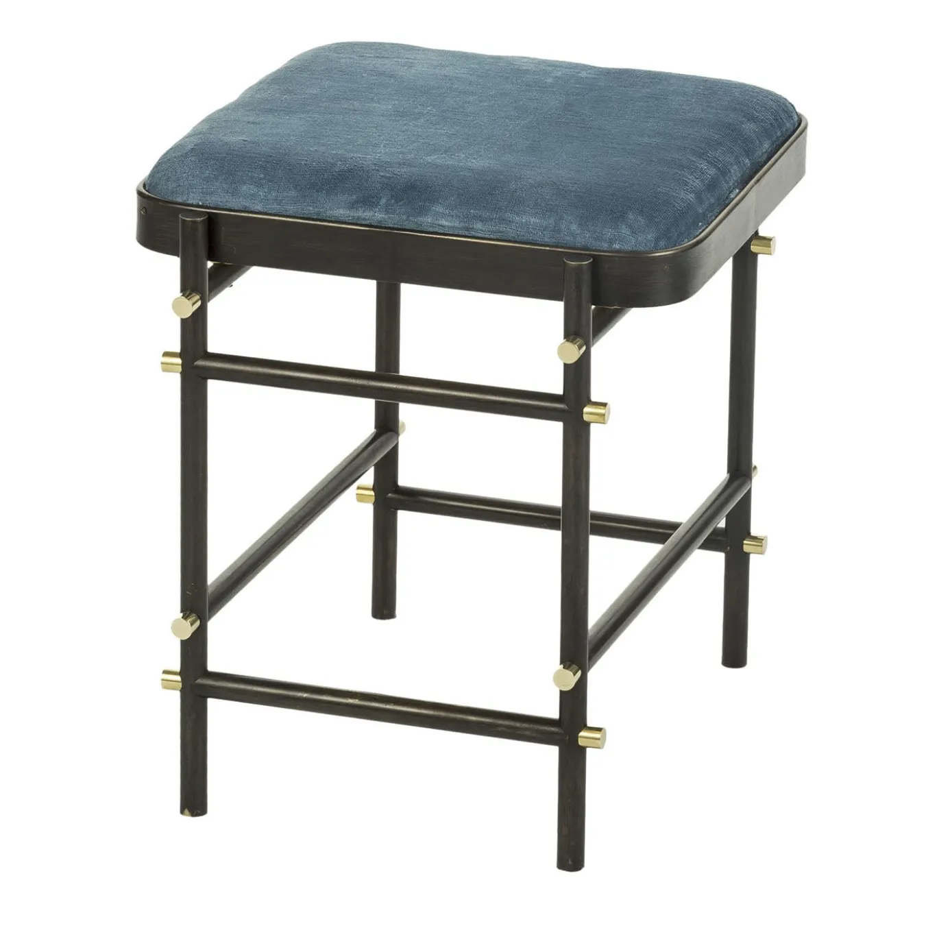 Sgabello in tessuto Blossom Float e ottone nero