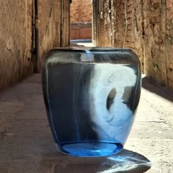 Sgabello Isola in vetro di Murano blu