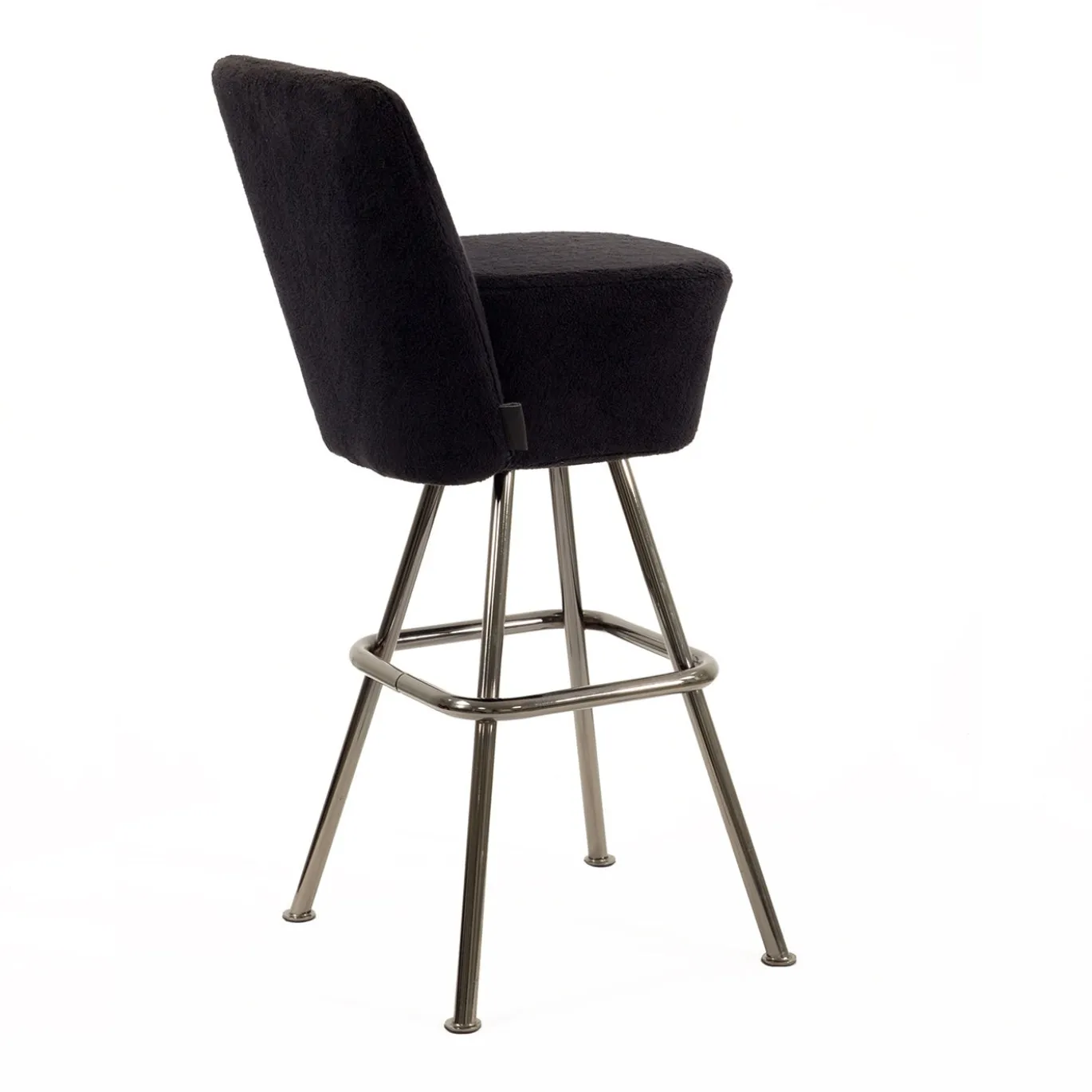 Sgabello Nero SPACE CADET con Base Cromata