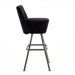 Sgabello Nero SPACE CADET con Base Cromata