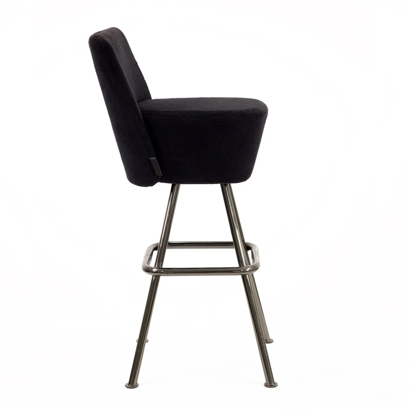 Sgabello Nero SPACE CADET con Base Cromata