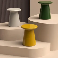 Sgabello Oriental in ceramica smaltata Craquelet Ice