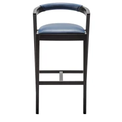 Sgabello String nero con seduta in pelle cobalto di CarlesiTonelli