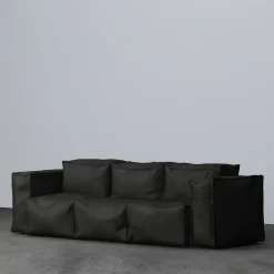 Sibylia Black Leather Sofa