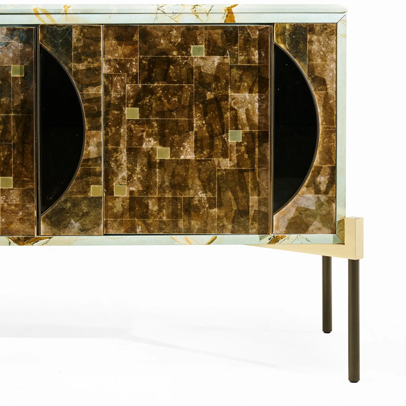 Sideboard East Ovest con piano in marmo e porte in minerali