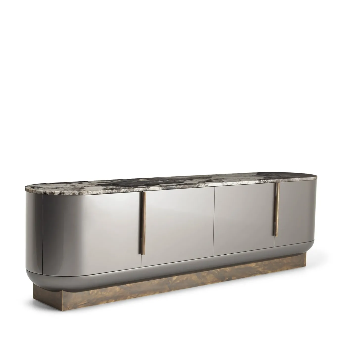 Siona Sideboard in Legno Laccato Grigio e Piano in Marmo