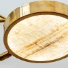 Sistema Solare, lampadario a 6 bracci in ottone e onice