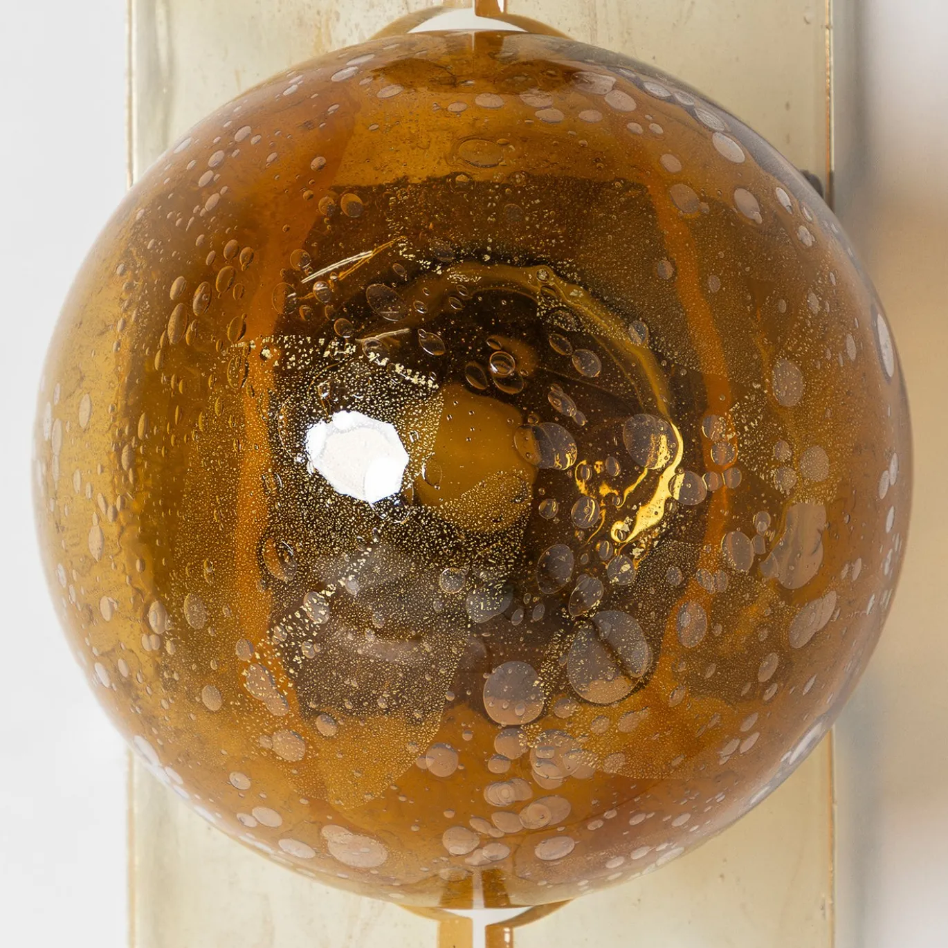 Soffio Lampada da Parete Amber Pulegoloso in Vetro con Foglia d'Oro