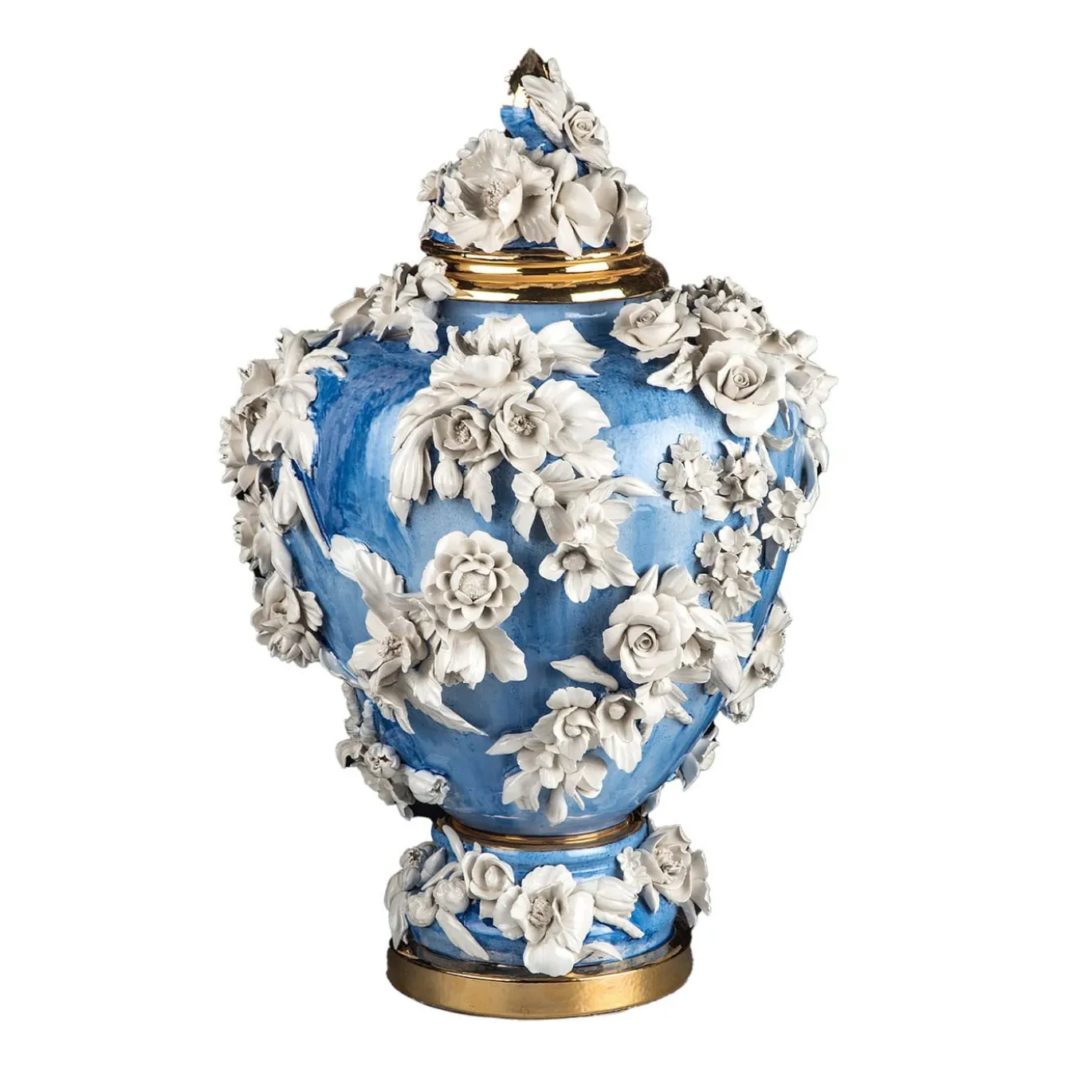 Soraya Floral Potiche bianco e azzurro di Antonio Fullin