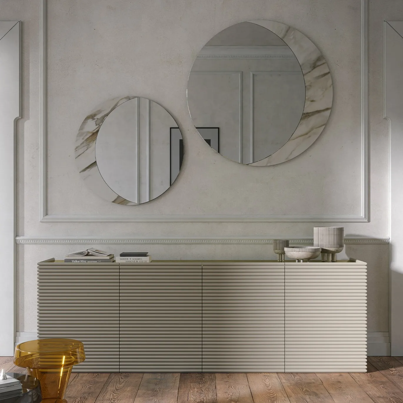 Specchio da parete Arkè Piccolo con inserto in vetro stampato