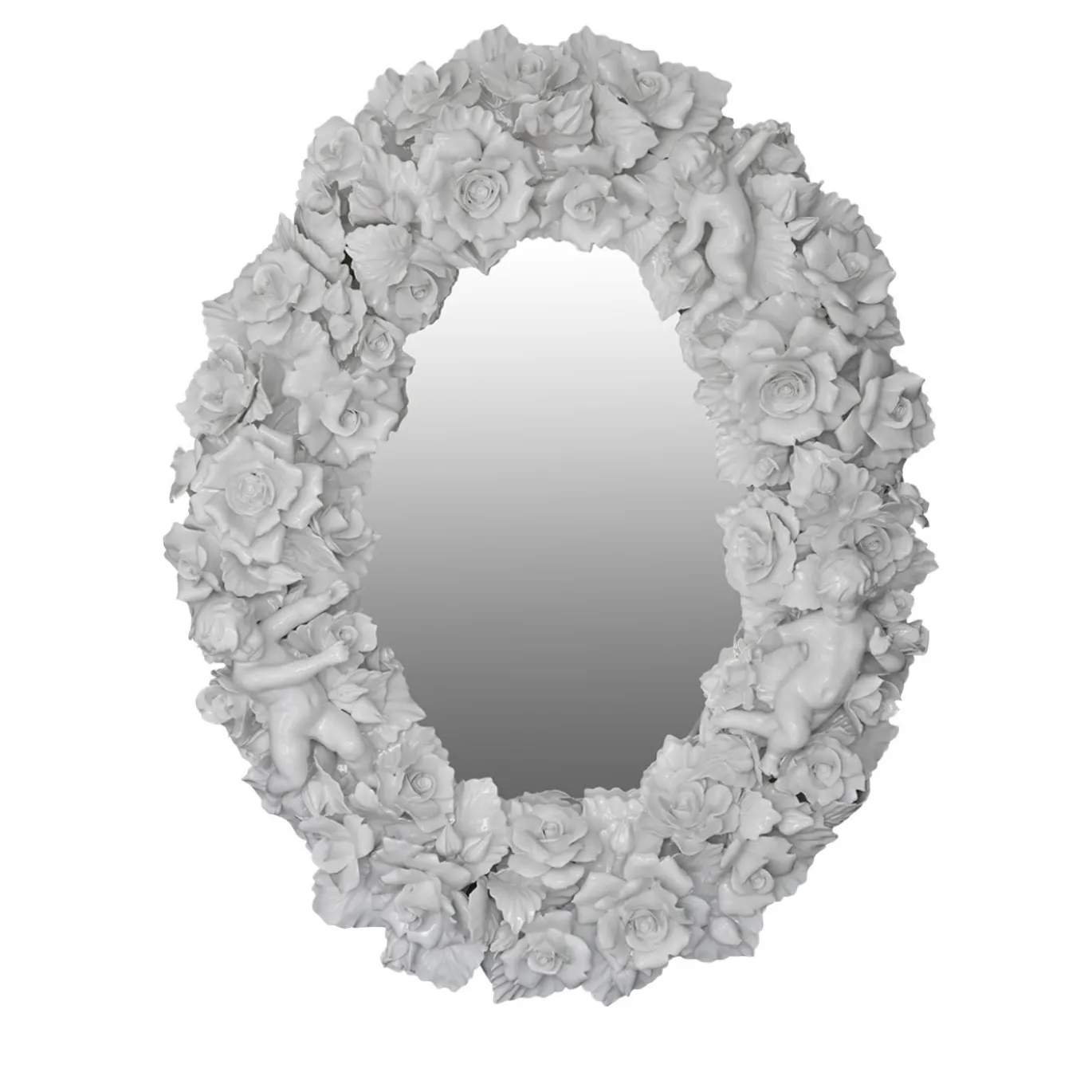 Specchio da parete in ceramica Capodimonte