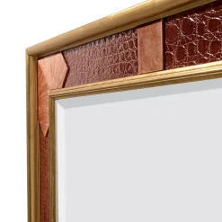 Specchio da parete in coccodrillo con foglia d'oro