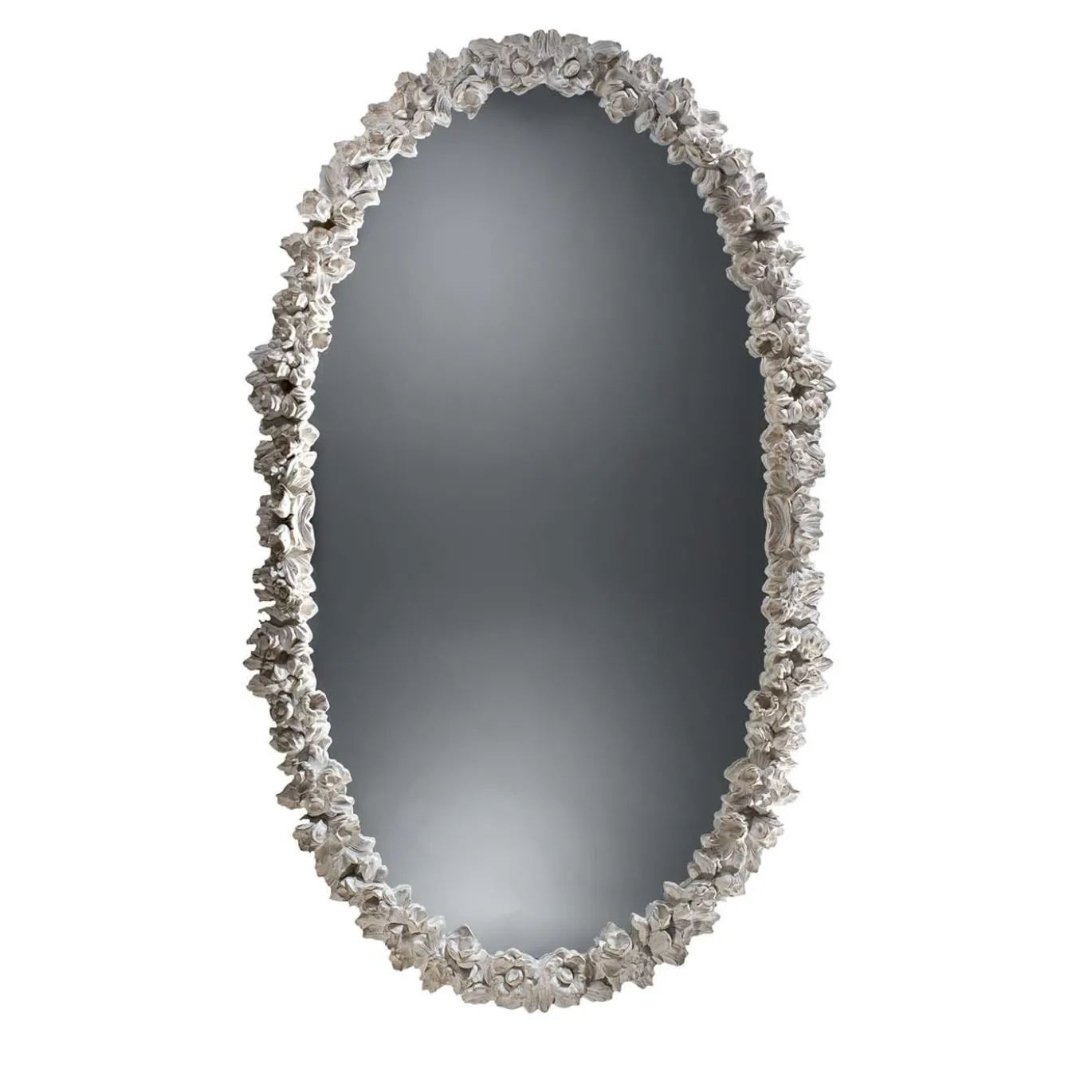Specchio da parete ovale bianco antico